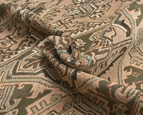 8x11 Vintage Heriz Brown Persian Style Hand Knotted Wool Area Rug